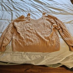 Women's Cable Knit Sweater - Tan